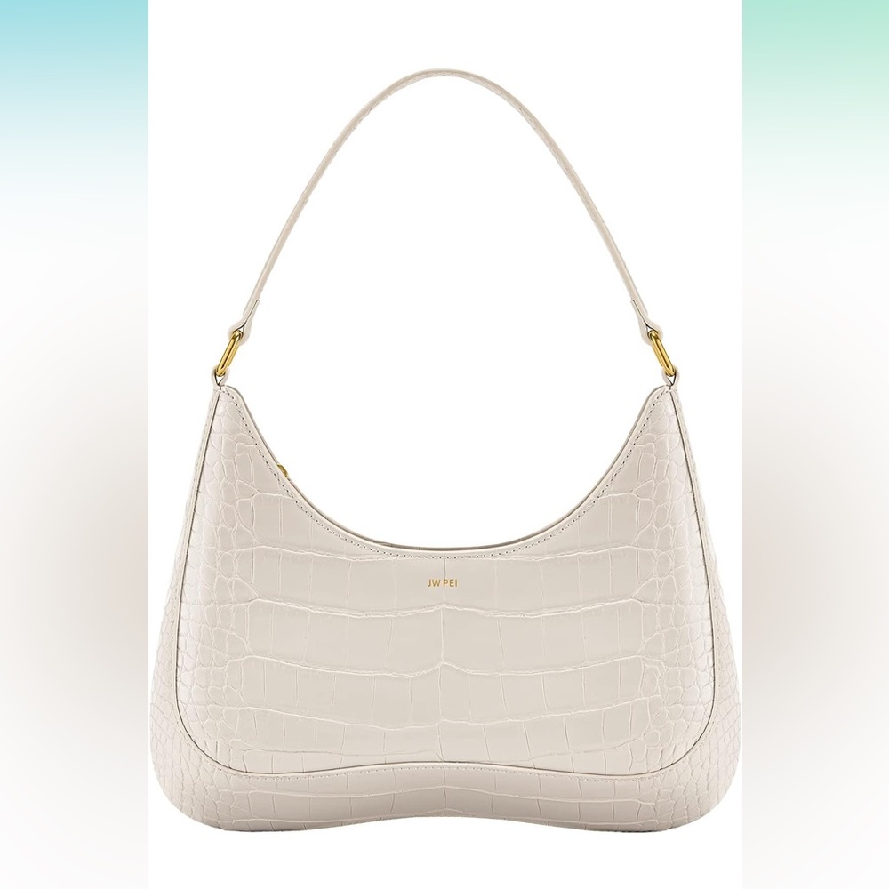 JW PEI white croc shoulder bag